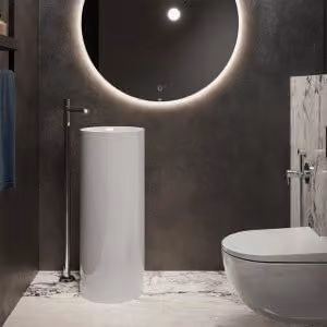 Lavabo da bagno freestanding Petit tondo in ceramica bianco L: 36 cm, H: 90 cm – 1