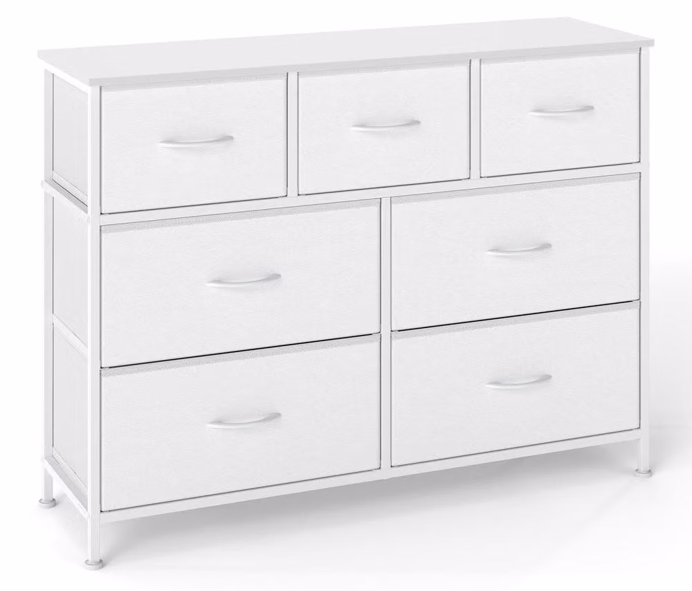 Comodino con 7 cassetti | Bianco | 98,8 x 30 x 73,7 cm