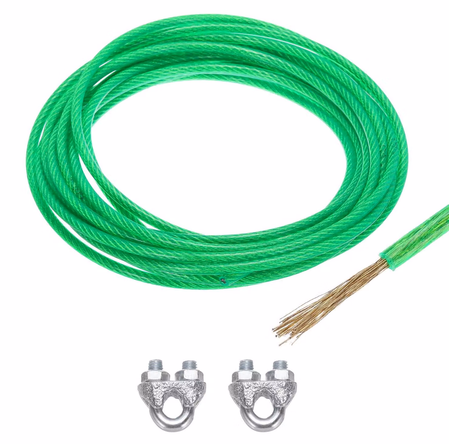 Cavo in acciaio rivestito in vinile da 5 mm con 2 occhielli M6 per corrimano