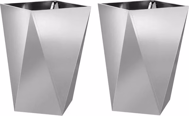 Set di 2 fioriere rettangolari moderne HELLOSHOP26 in acciaio zincato argento per esterni L/P/H: 50 x 50 x 75 cm