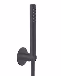 Herzbach LIVING SPA Set per vasca con supporto rotondo da 70 cm e doccetta a barra da 1500 mm, nero opaco