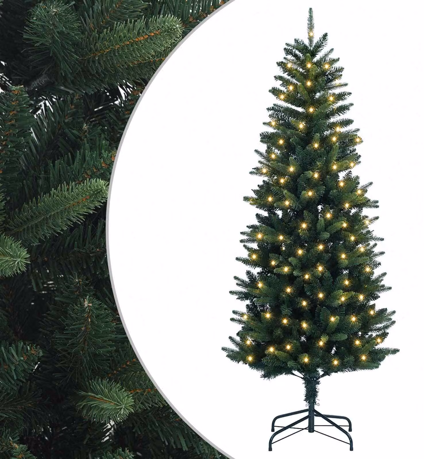 Albero di Natale artificiale pieghevole, altezza 120 cm, con 150 luci a LED