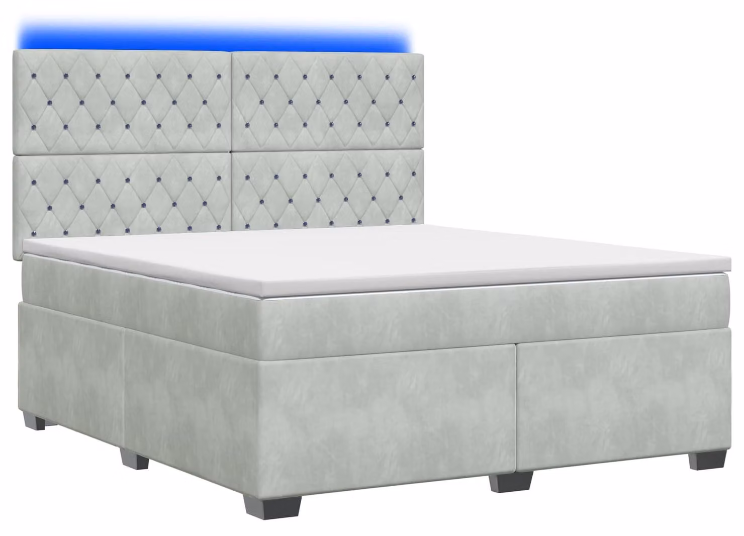 Letto a molle con materasso grigio chiaro 140 x 190 cm in velluto