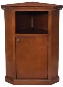 Mobiletto ad angolo in legno stile arte povera KIVIO colore noce, 1 anta e 1 vano, H 70 cm x L 43 cm x P 43 cm