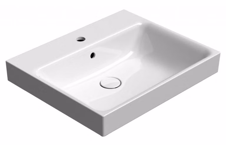 Sapho GSI Nubes - Lavabo 60x50 cm, con sfioratore, foro per rubinetto, ExtraGlaze, bianco 9631111