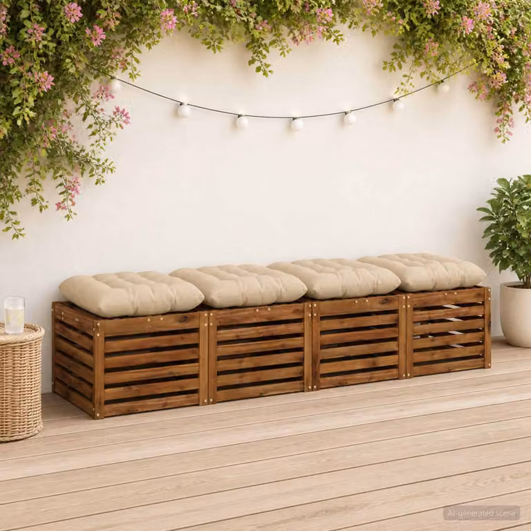 Set di 4 cuscini per seduta vidaXL VIANEN in poliestere, forma rettangolare, colore beige