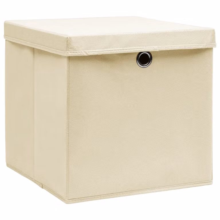 vidaXL Scatole con coperchio 4 pezzi 28x28x28 cm Crema