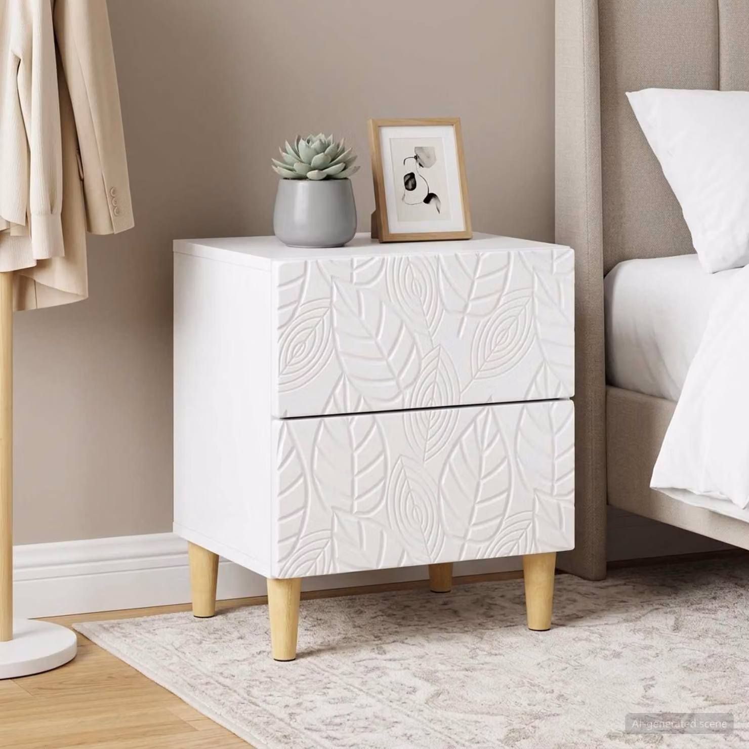 Set di 2 comodini vidaXL moderni in bianco lucido L 43 cm x P 34,5 cm x H 48 cm