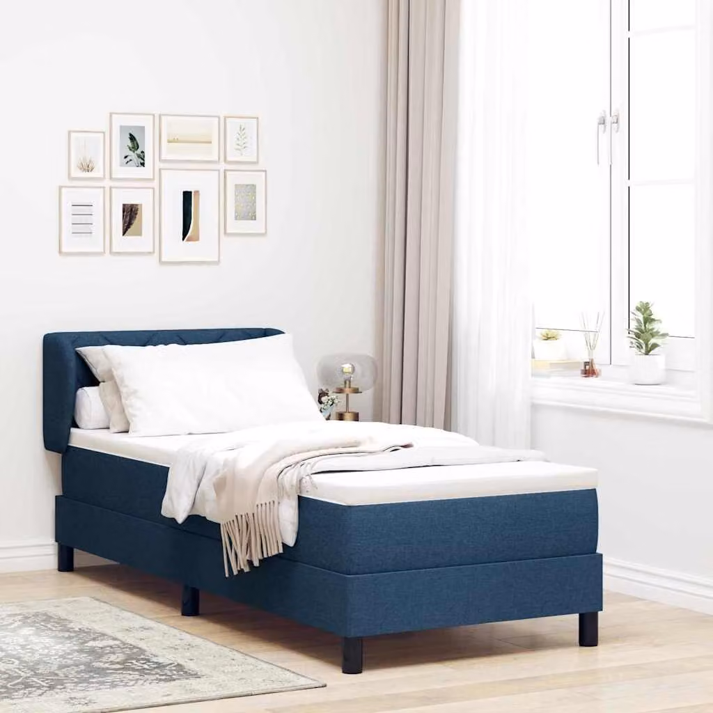 Maison Exclusive - Letto boxspring con testiera blu 80 x 200 cm in tessuto