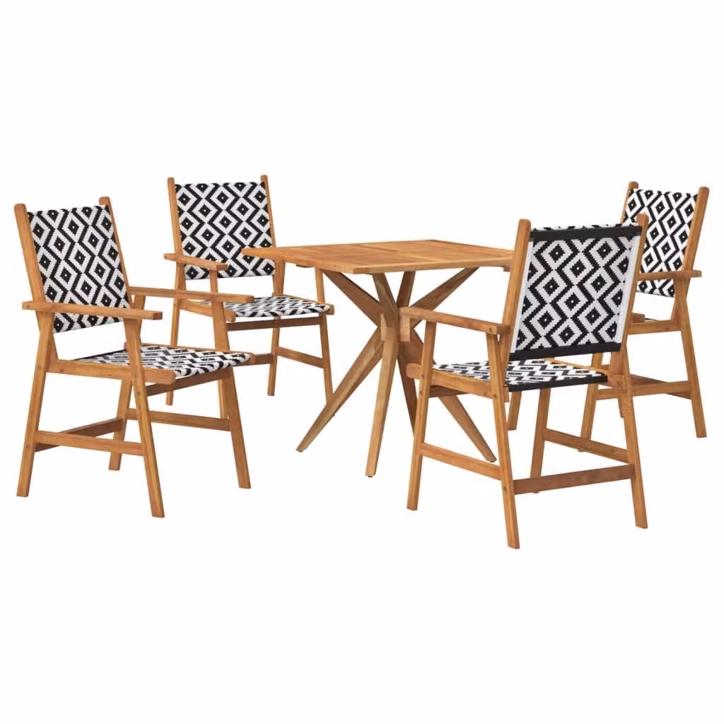 set da pranzo da giardino 5 pezzi in legno massiccio di acacia