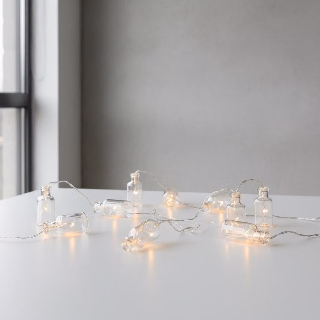 Catena luminosa con 12 LED a forma di bottiglietta