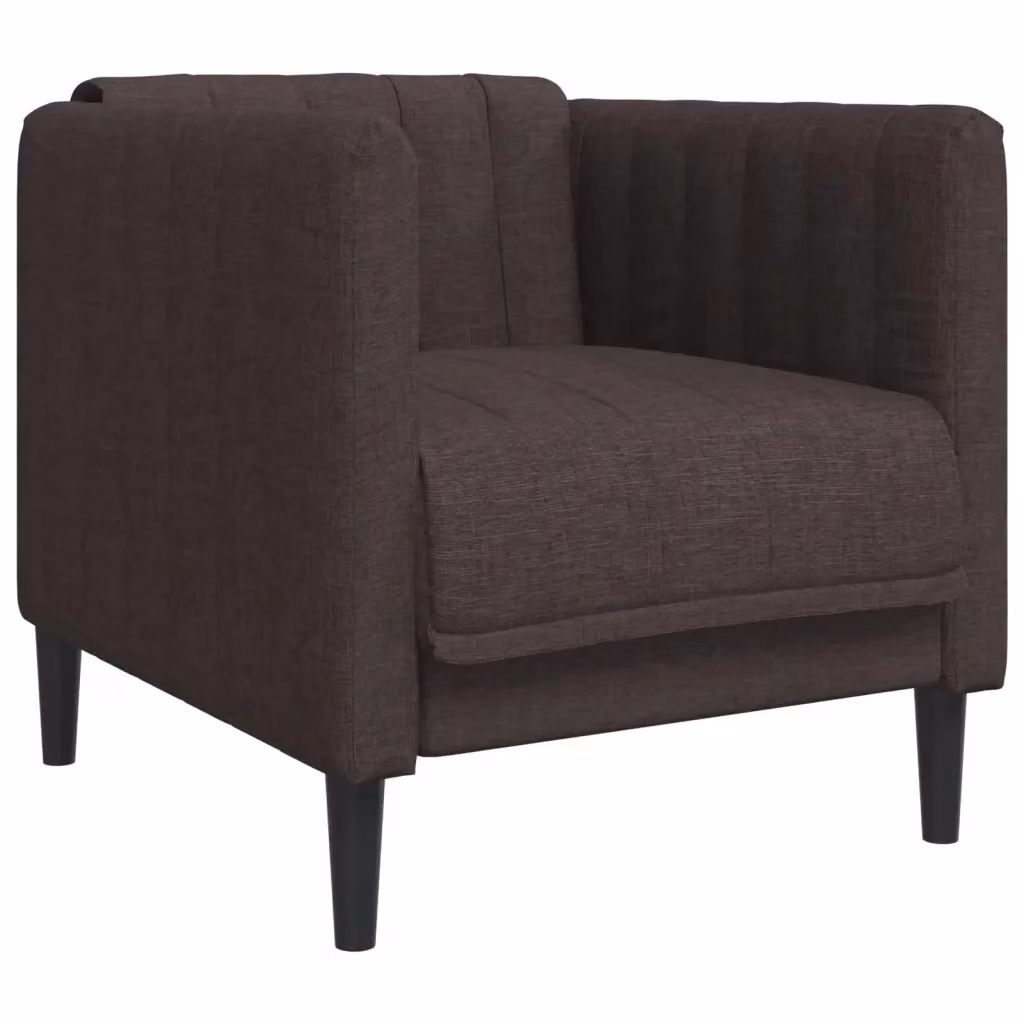 Poltrona Lounge Moderna vidaXL in Tessuto Marrone con Braccioli e Imbottitura in Schiuma L: 76.5 cm, P: 74.5 cm, H: 69 cm – 2