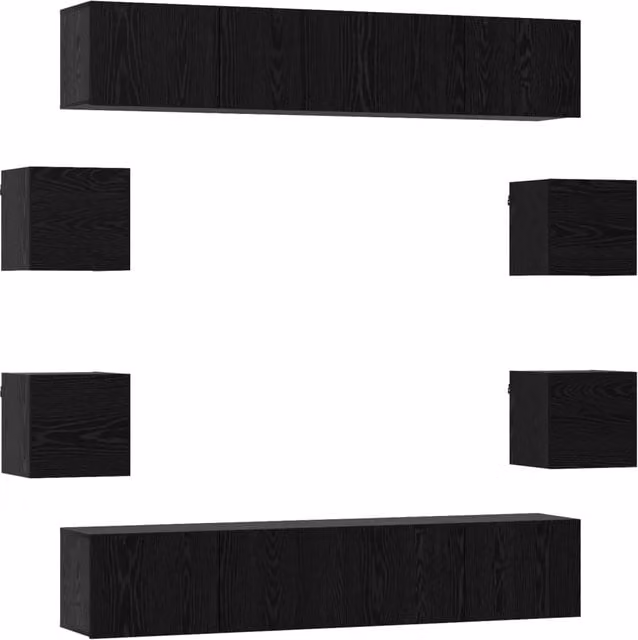 Set mobile TV 8 pz | Armadietto TV | Mobile Porta TV 80 x 30 x 30 cm Rovere Nero