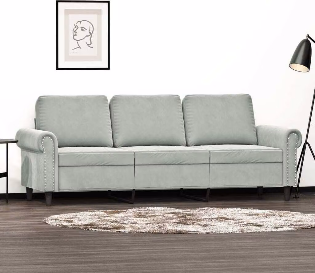 Maison Exclusive - Divano a 3 posti grigio chiaro 180 cm velluto