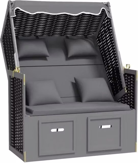 Strandkorb con cuscino polyrattan legno massello antracite 02_0012173