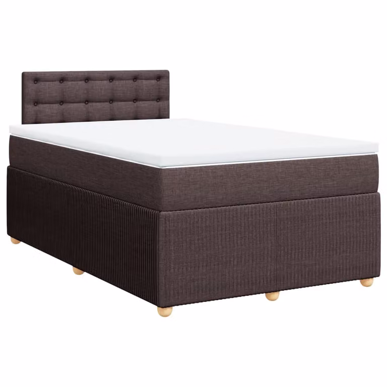 Giroletto a Molle con Materasso Marrone Scuro 120x190cm Tessuto