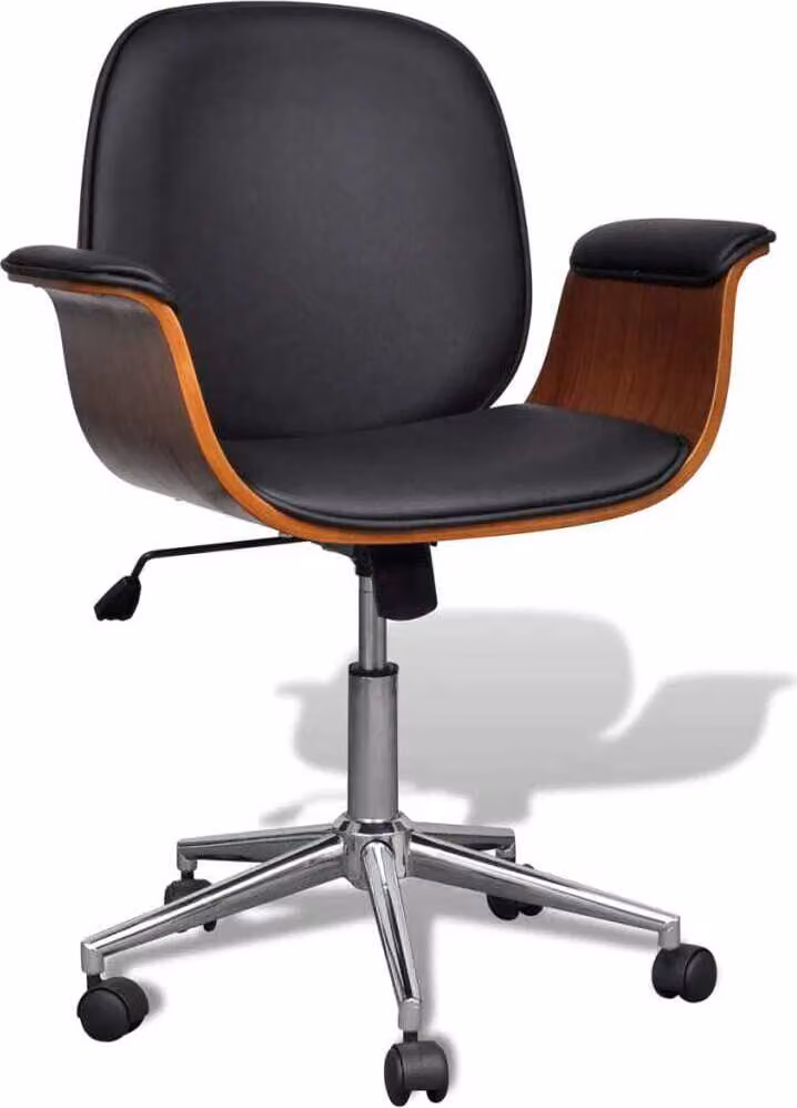 vidaXL Poltrona girevole in legno curvato e Pelle finta - Sedia da ufficio - Sedie da ufficio - Sedia da scrivania - Sedie da scrivania