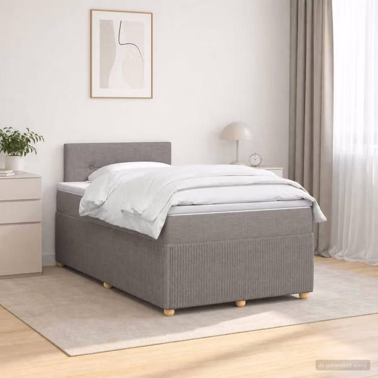 Letto box spring con materasso vidaXL in tessuto Tortora L: 120 cm, P: 200 cm