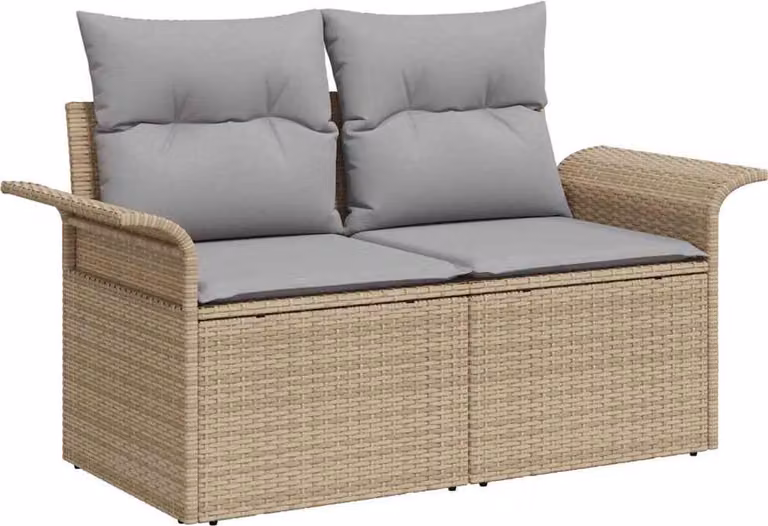 Set Divano da Giardino 6 pcs Beige Poly Rattan