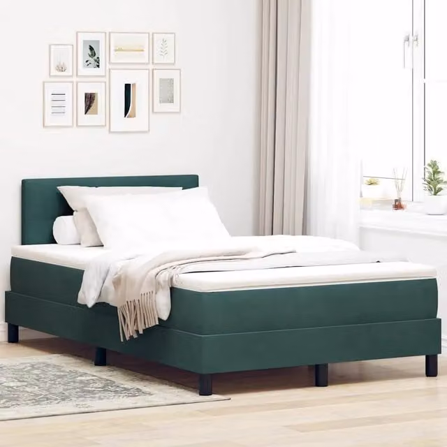 Letto moderno vidaXL in velluto verde con illuminazione LED sottostante e molle a sacco L/P: 120 x 200 cm