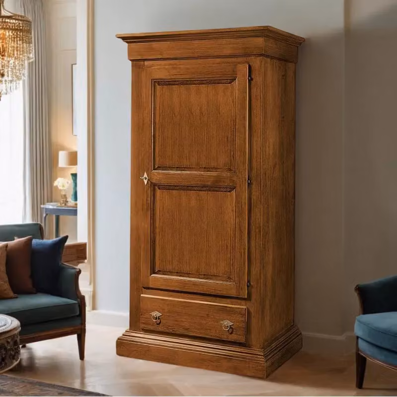 Armadio classico a 1 anta in legno di pino Mobili 2G colore noce L: 96 cm, P: 56 cm, H: 197 cm – 4