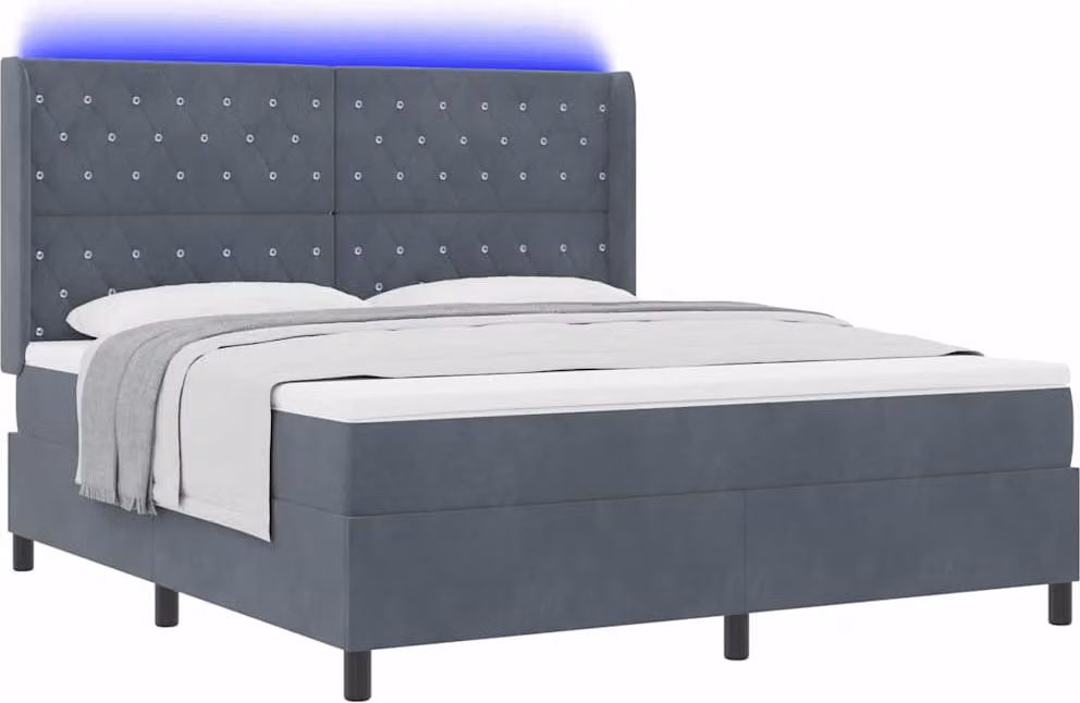 Letto a molle con materasso Grigio scuro 180 x 200 cm Velluto