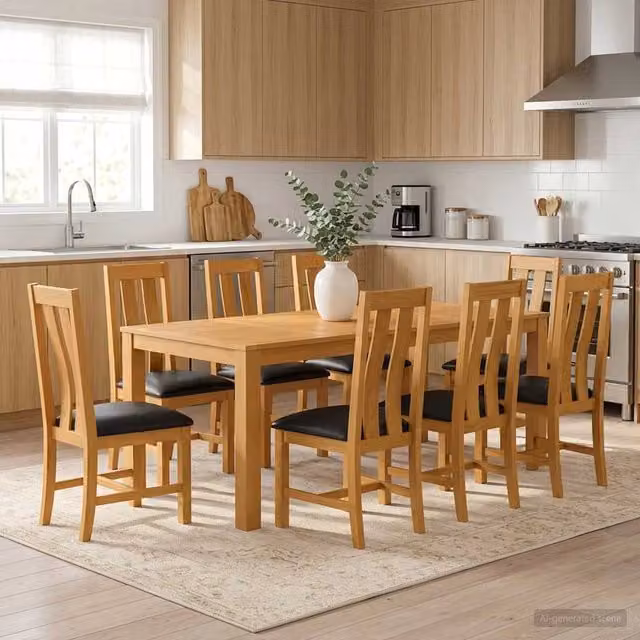 Set da pranzo moderno vidaXL in legno di quercia composto da 9 pezzi, colore nero e marrone