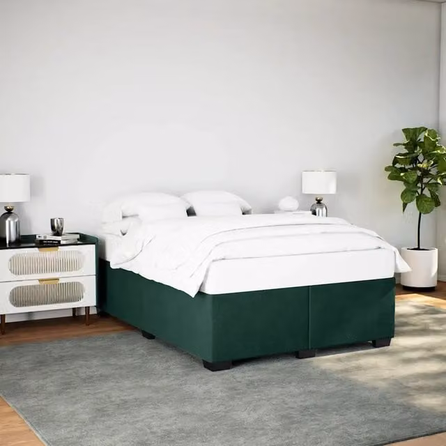 Giroletto vidaXL in Velluto Verde Scuro con Doghe in Legno L: 160 cm, P: 200 cm