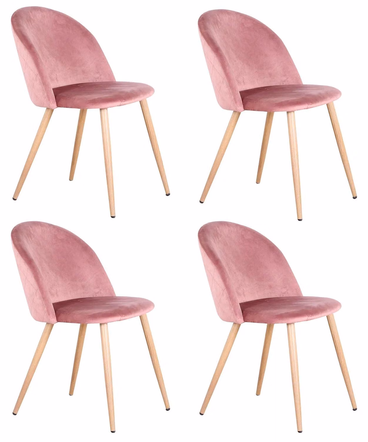 Set di 4 sedie da pranzo in velluto, con rivestimento morbido e gambe in metallo, ideali per cucina, sala da pranzo e soggiorno
