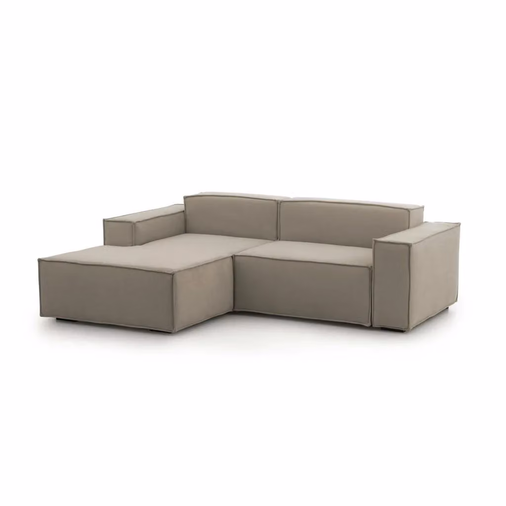 Divano componibile Alhoa Talamo Italia con penisola sinistra, modello moderno in tessuto beige con funzione letto e coperture rimovibili, L: 220 cm, P: 170 cm, H: 70 cm – 2