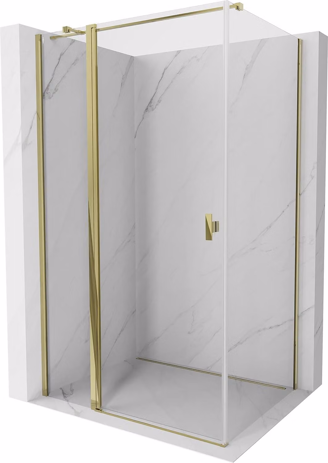 Mexen Mist T cabina doccia ad anta battente 95 x 75 cm, trasparente, oro - 8A4T-095-075-50-00