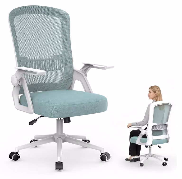 Sedia da ufficio ergonomica - Altezza regolabile 10 cm - Verde - Per smart working e ufficio
