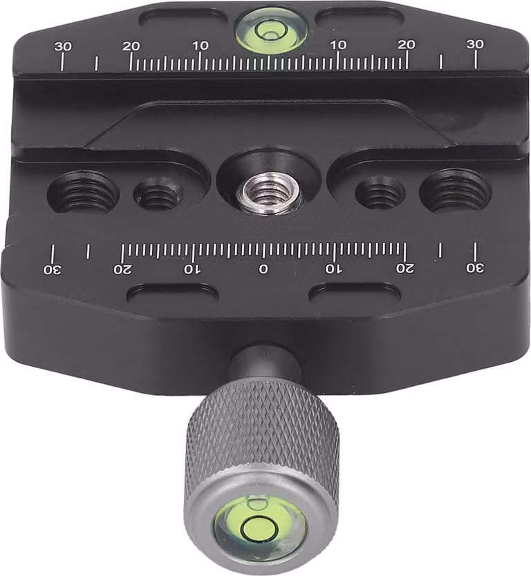 Piastra a sgancio rapido, adattatore universale per testa del treppiede in lega di alluminio per fotocamere reflex con foro per vite da 1/4 di pollice a 3/8 di pollice, livella incorporata