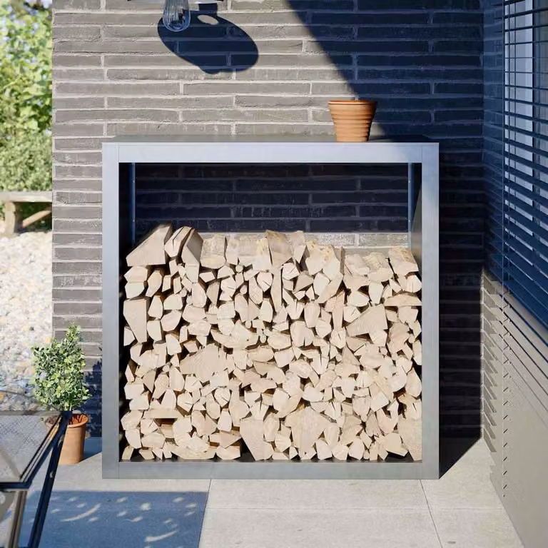 Rastrelliera per legna vidaXL in acciaio zincato grigio L 100 cm x P 40 cm x H 100 cm