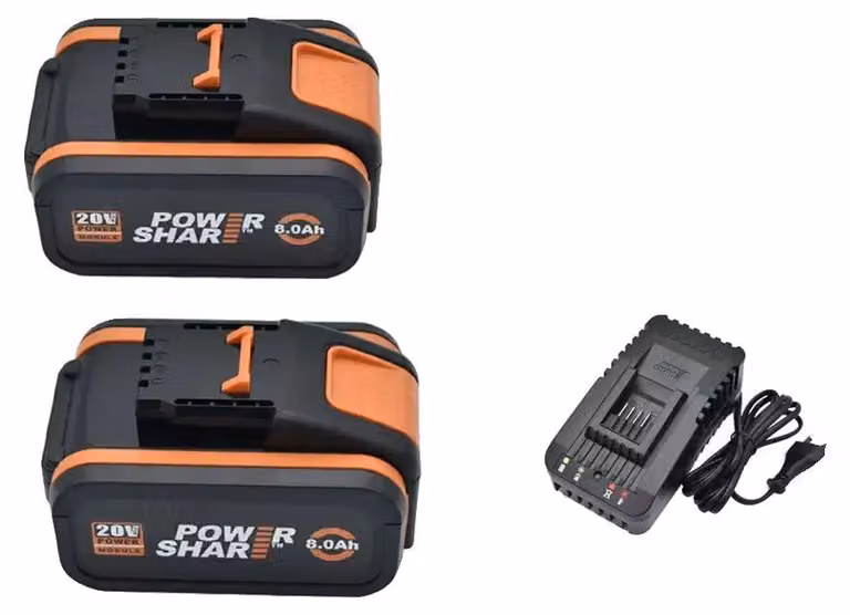 Batterie, capacità 8000 mAh, compatibili con utensili elettrici, caricabatterie da 8,0 Ah x 2