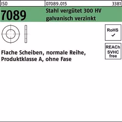 Dischi Reyher ISO7089 4 (4,3x9x0,8) HV, vz 070890150040000 (200 pezzi)