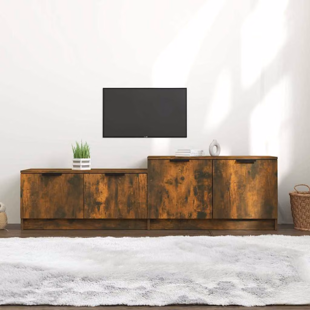 Mobile TV vidaXL in legno multistrato color rovere fumo con ruote L: 158,5 cm, P: 36 cm, H: 45 cm
