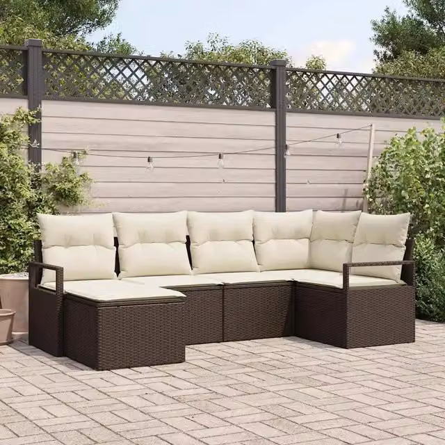 Set di divani 6 pz Marrone e Crema polyrattan 3355117