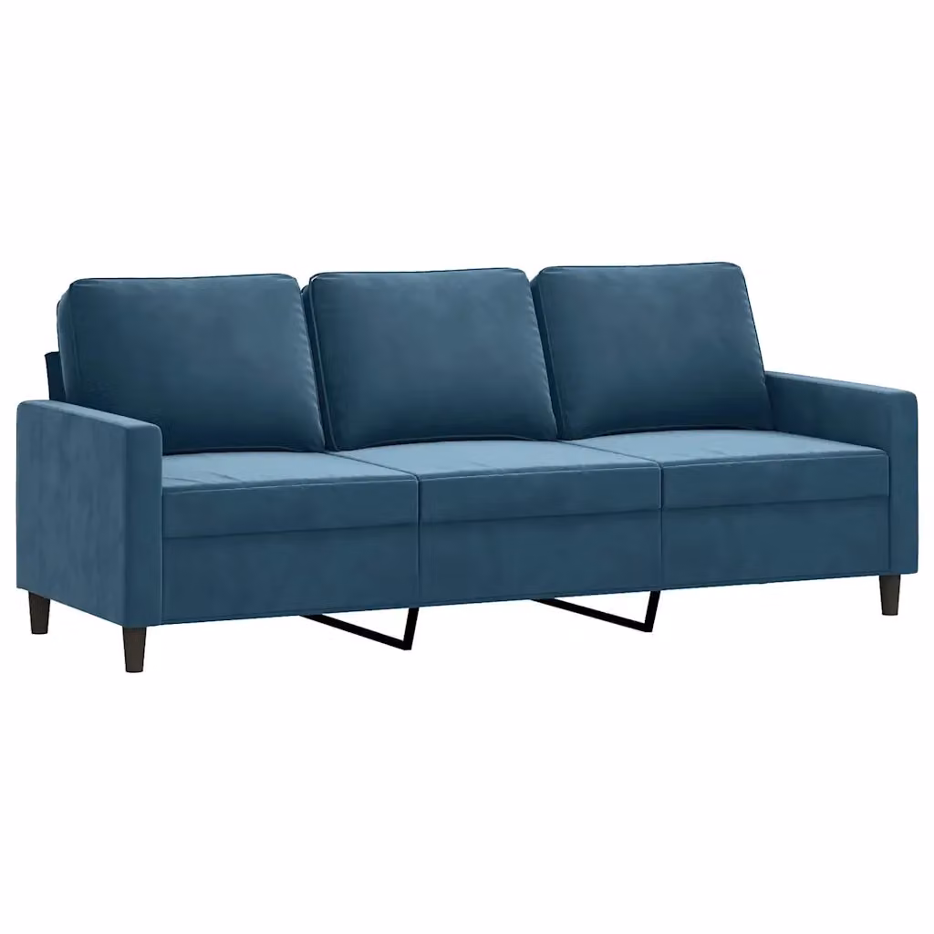 Divano moderno in velluto blu vidaXL con struttura in metallo per il tuo soggiorno L/P/H: 198 x 80 x 77 cm – 2
