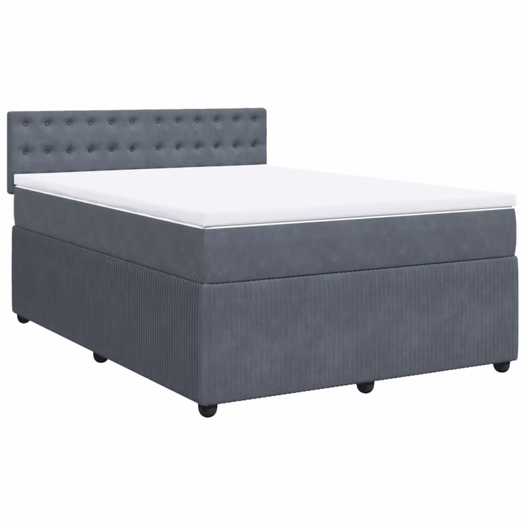 Giroletto a Molle con Materasso Grigio Scuro 140x200 cm Velluto