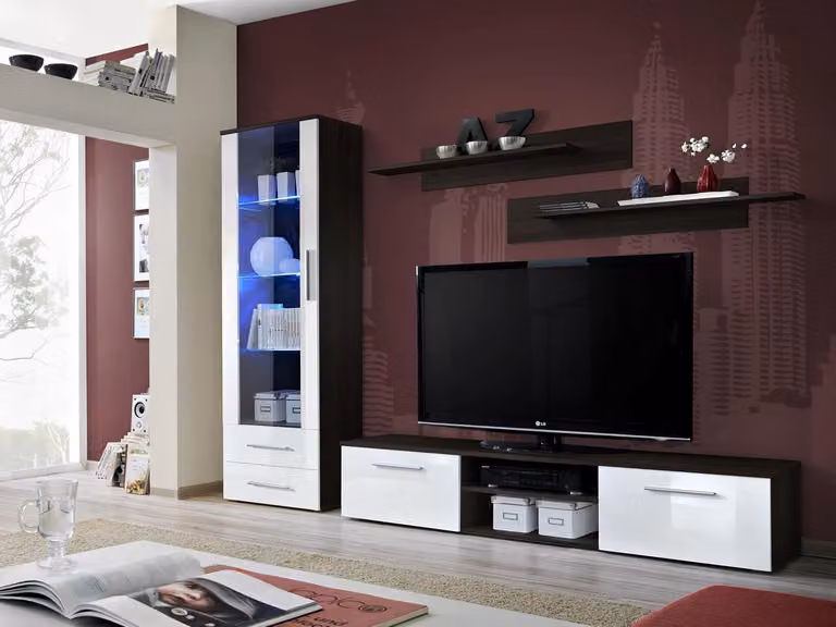 Hochglanz TV-Ständer Wohnzimmer Schwarz Lowboard Modern Einrichtung Holz Möbel