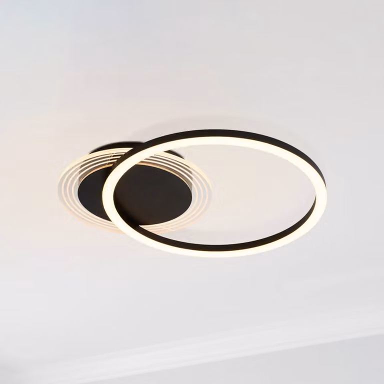 Searchlight Plafoniera soffitto Contour, dimmerabile, Nero, Soggiorno / Sala da pranzo, Metallo, Moderno, Plafoniera