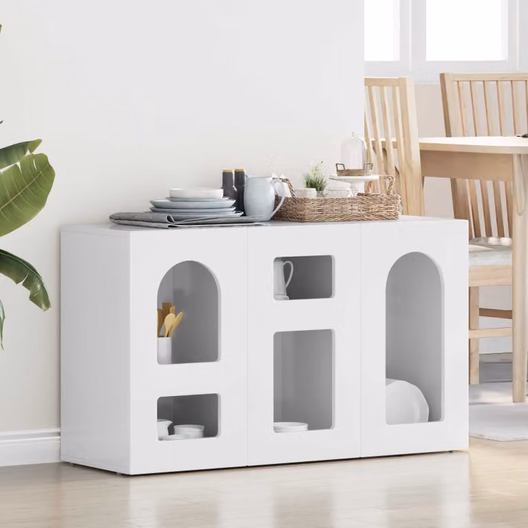 Credenza moderna vidaXL ELST in bianco lucido L/P/H: 100 x 35 x 59 cm