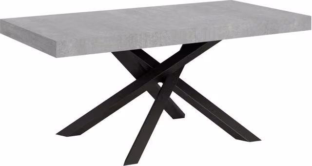 Tavolo allungabile Itamoby moderno con piano effetto cemento e telaio antracite L: 90-460 cm, P: 90 cm