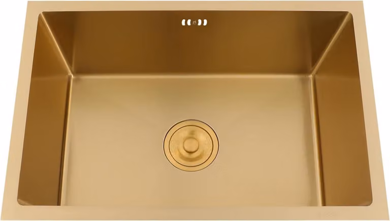 Lavello da cucina, struttura in acciaio inossidabile, design efficiente per il drenaggio, oro