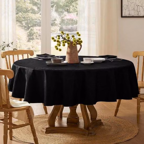 Tovaglietta da tavola in jacquard nero, 120 cm