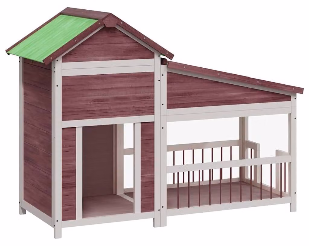 Cuccia per cani in legno massello di abete, color moka - 143x60,5x109 cm - Tetto impermeabile