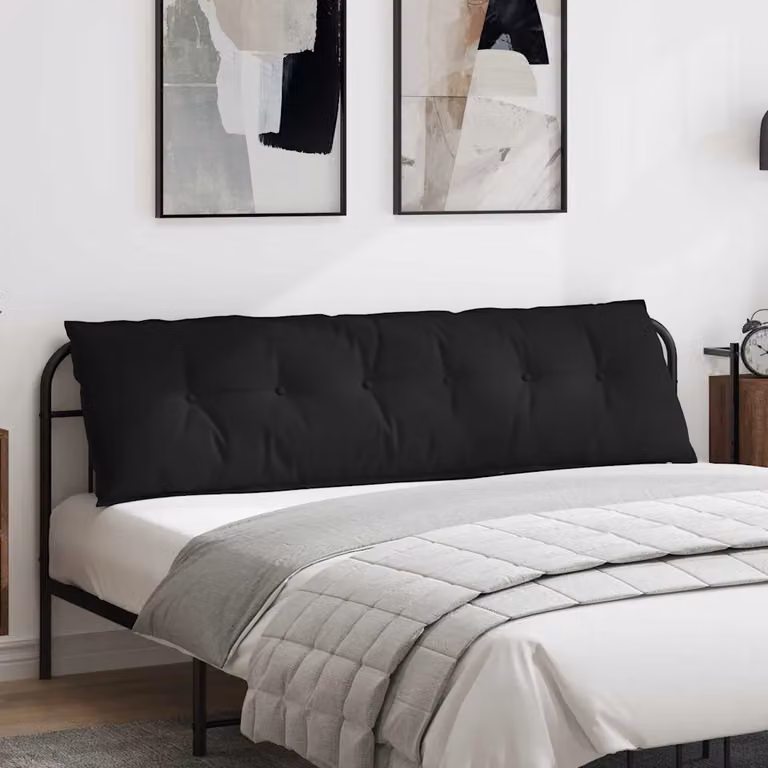 vidaXL Cuscino per Schiena Nero in Microfibra e Poliestere L 180 x P 50 cm