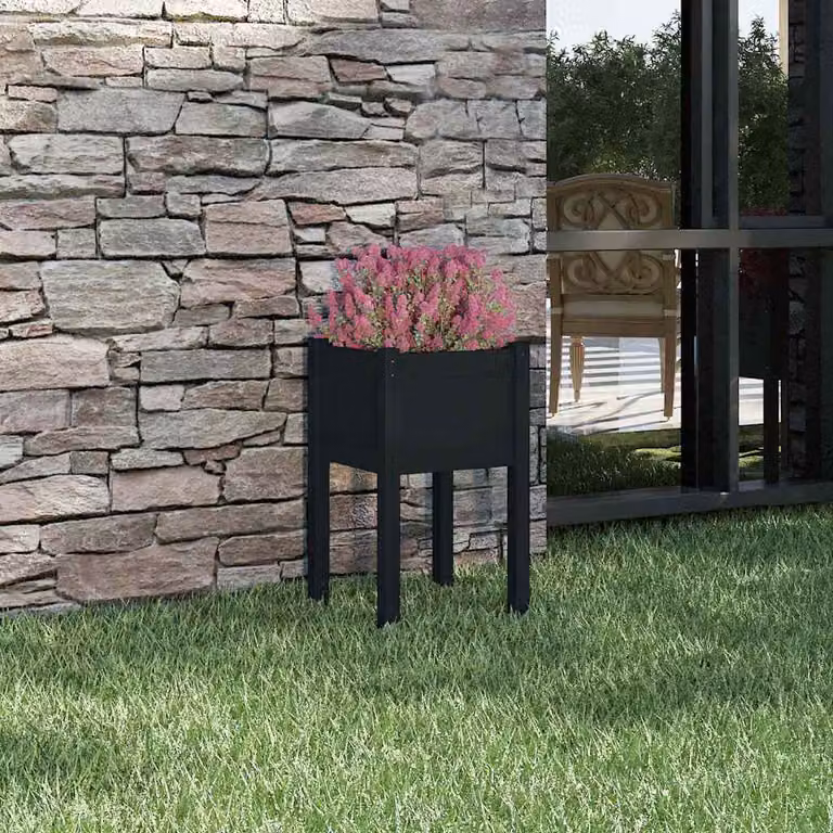 Fioriera da giardino vidaXL in legno di pino massello, colore nero, L/P/H: 40 x 40 x 70 cm