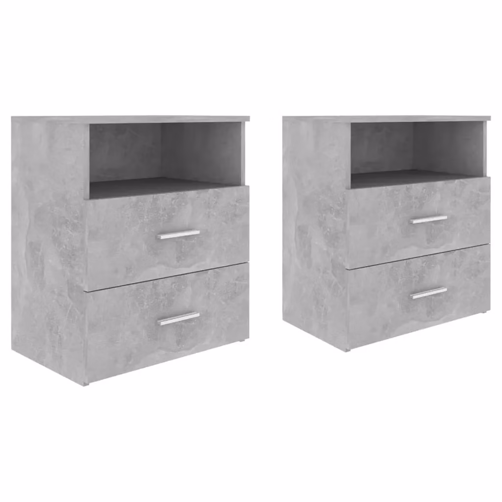 Set di 2 comodini moderni vidaXL in legno grigio opaco, sospesi a parete, L 50 cm x P 32 cm x H 60 cm – 2